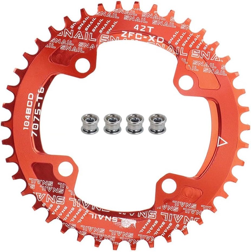 FOMTOR 104 BCD Chainring (30-52T) 7-12 Speed Compatible CNC 7075 Aluminum Narrow Wide Tooth Round Oval Chainrings for MTB/Road Bike Ebike Chainwheel Black/Red - Image 1